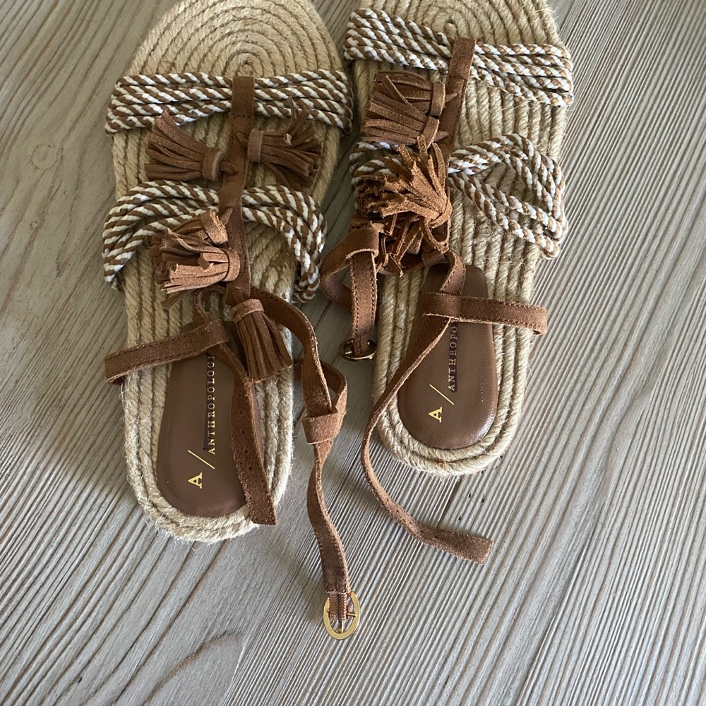 Anthropologie Fringed Rope Sandals - Picture 2 of 4